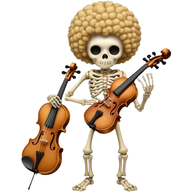 Brook skeleton musician with afro and violin, One Piece emoji