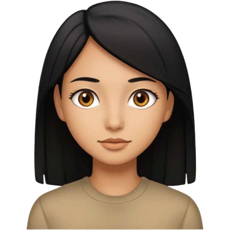 Mujer trigueña ojos café claro y cabello liso negro emoji