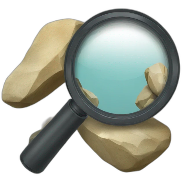 Magnifier with rocks and curves emoji