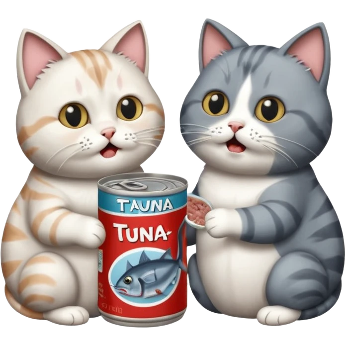 Two cats arguing over TUNA emoji