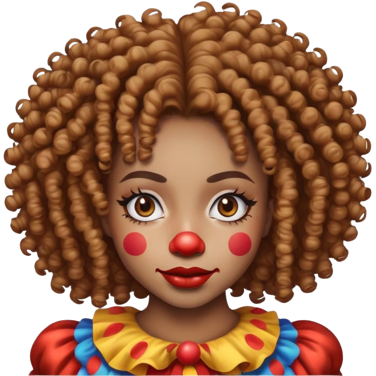 black girl curly hair with clown face emoji