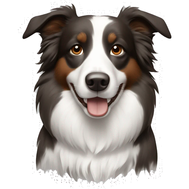 Bordercollie with brown and grey areas in white face  emoji
