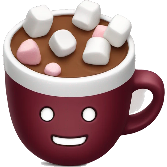 christmas burgundy colour cup with chocolate and marshmallows emoji