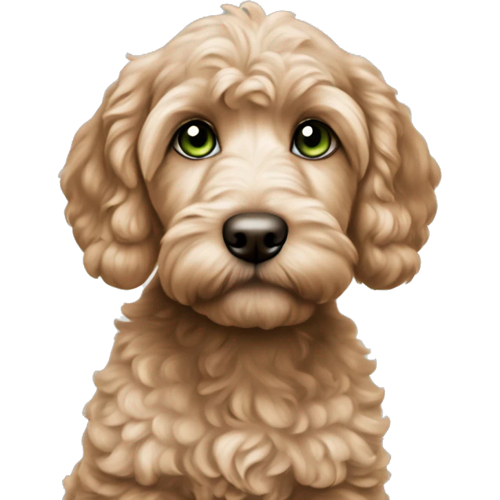 Apricot cute Cockapoo puppy grey green eyes emoji