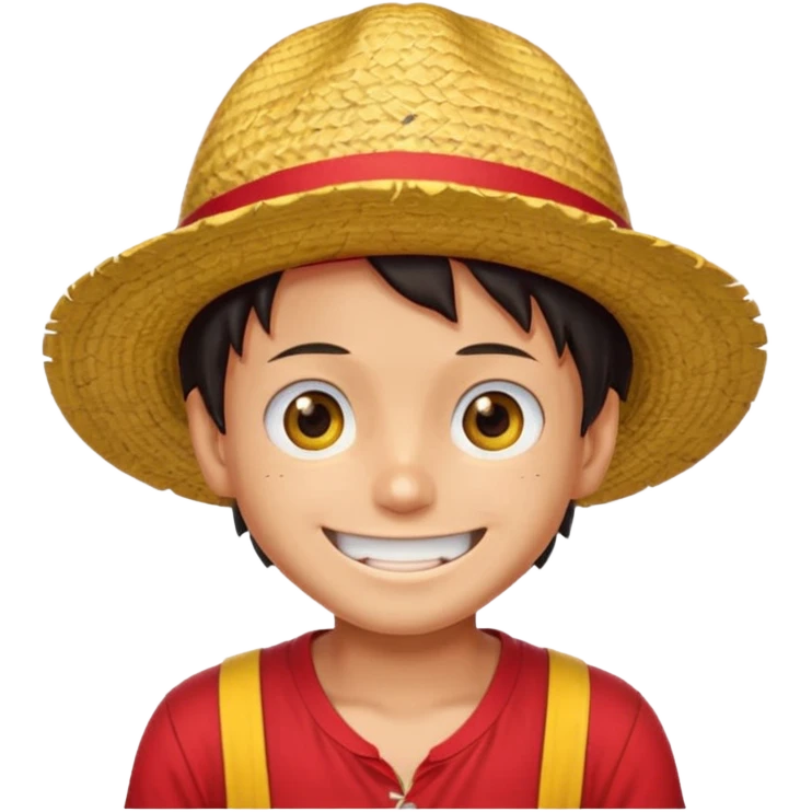 Luffy with a big smile and red shirt with yellow and red straw hat emoji