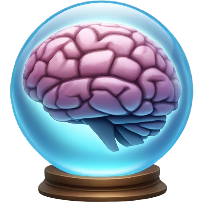 A glowing crystal ball with a brain inside it. emoji