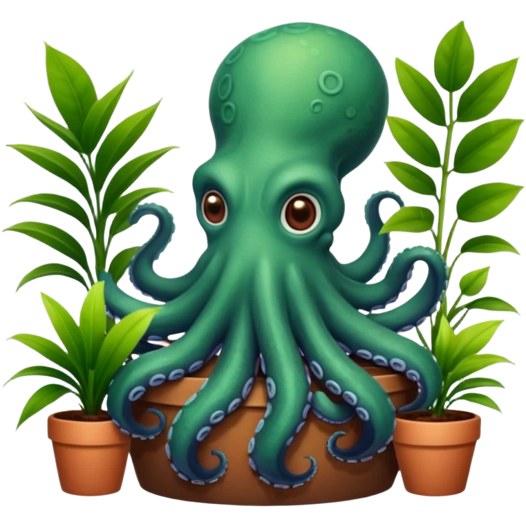 Octopus with house plants emoji