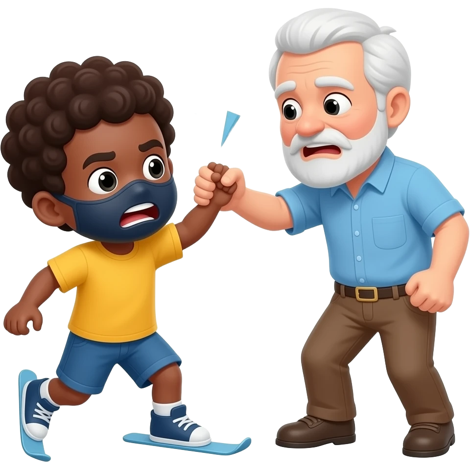 black child with a ski mask on getting beat up by an old white guy emoji