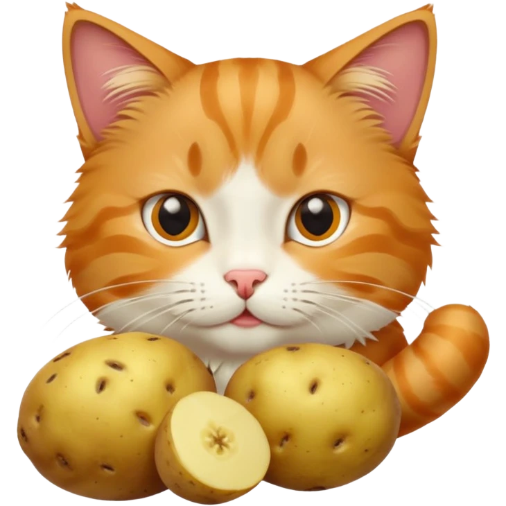 Cat eating potatoes emoji