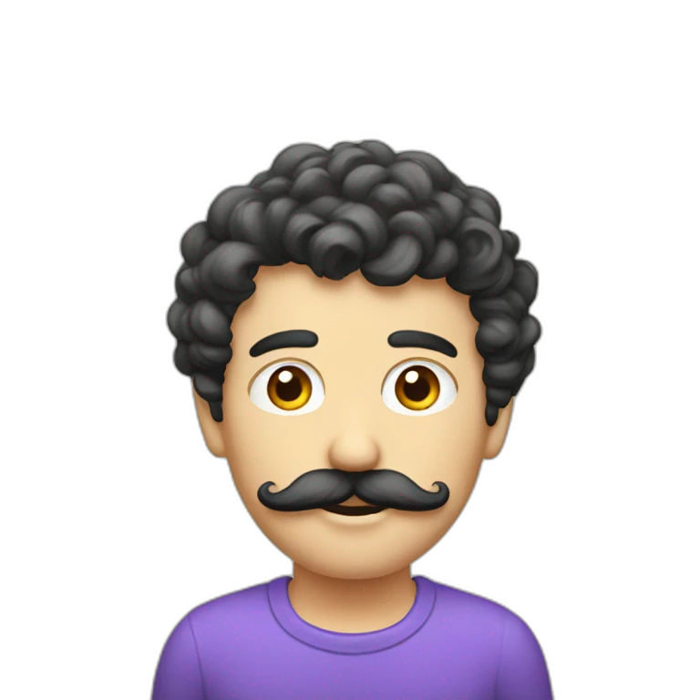 homme moustache cheuveux bouclé  emoji