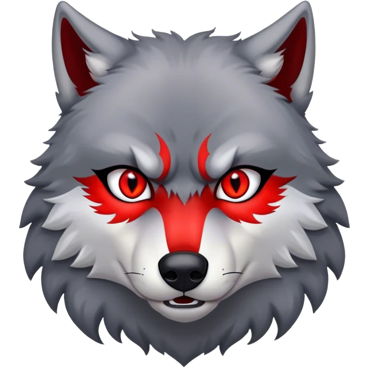 Evil Aggressive Grey Wolf with red eyes emoji