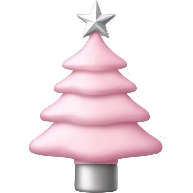 Light Pink Christmas tree with a silver star on top emoji