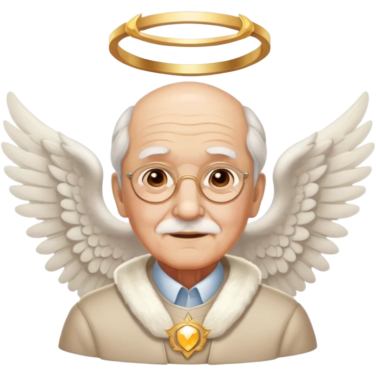 elderly grandfather with angel wings and halo emoji