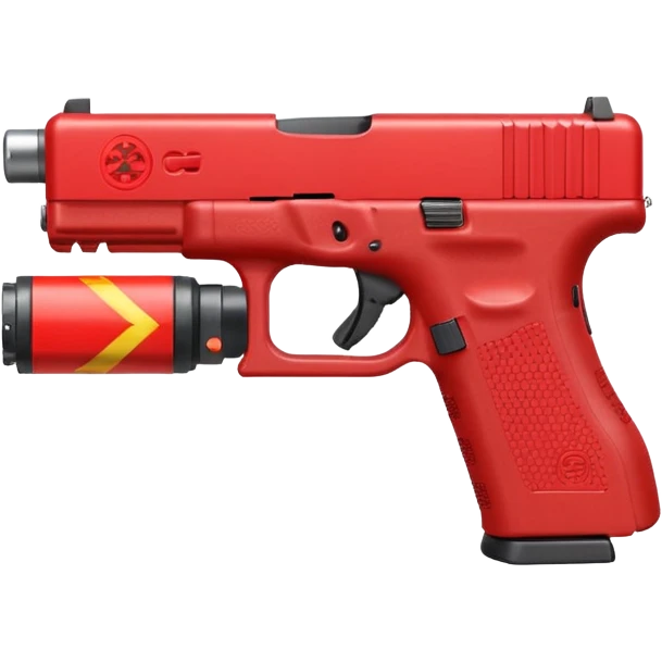 a red glock 20 with a drum mag inside of it with a red flag like people wear in real life with a incognito switch in the back plate emoji