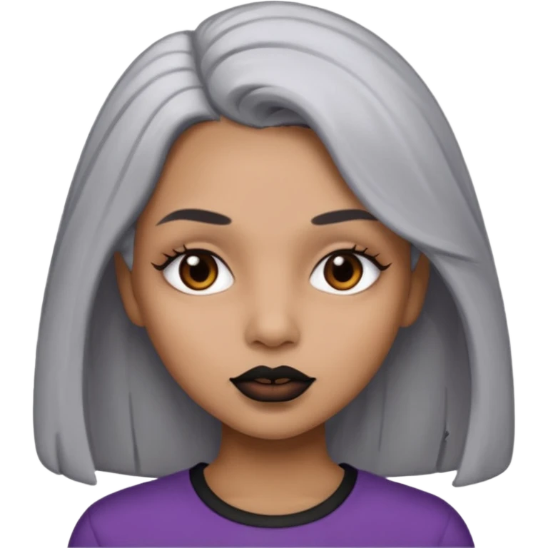 Light brown skin  grey hair black lips girl emoji