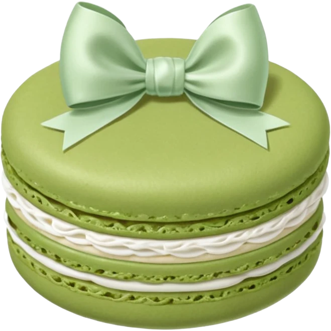 sage green macaron with white bow emoji