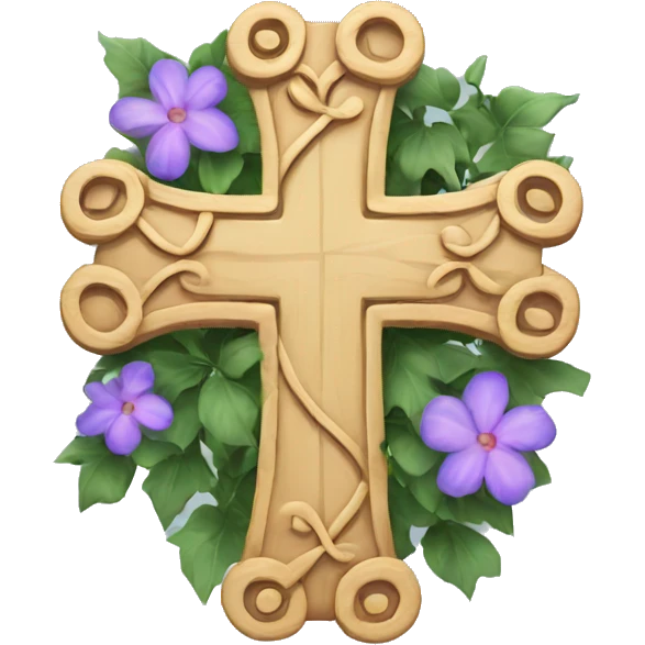 beautiful realistic cross with flowers and vines wrapped around it emoji