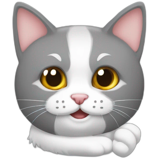 chat gris avec bouts des pattes blanches emoji