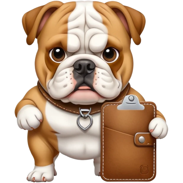 English bulldog proudly displaying a permit emoji