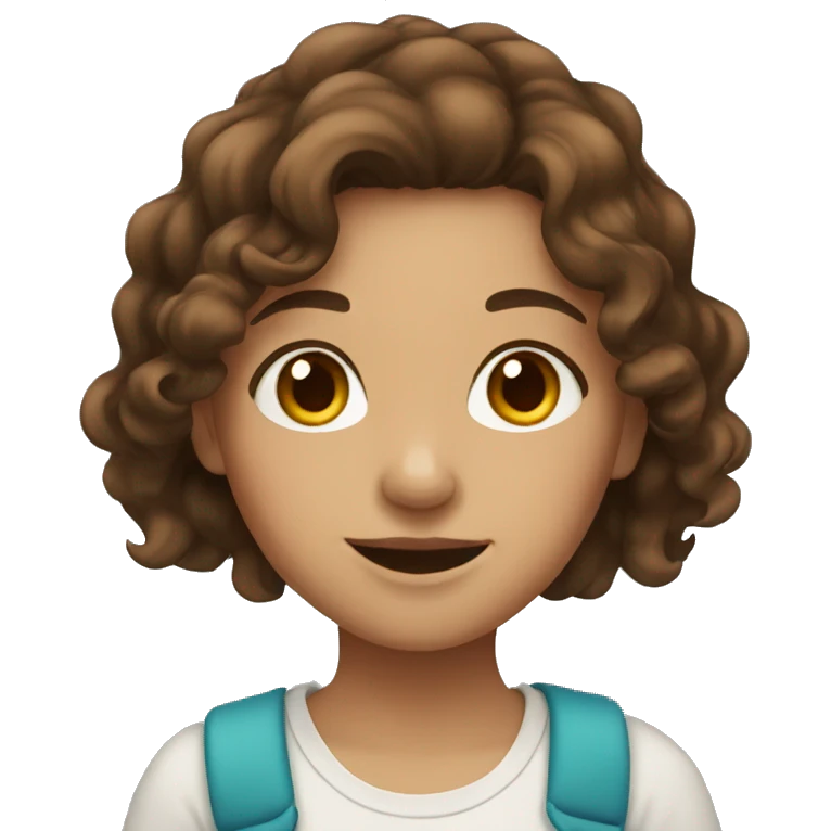 girl with brown wavy hair and brown eyes  emoji