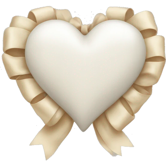 white heart with beige bow emoji