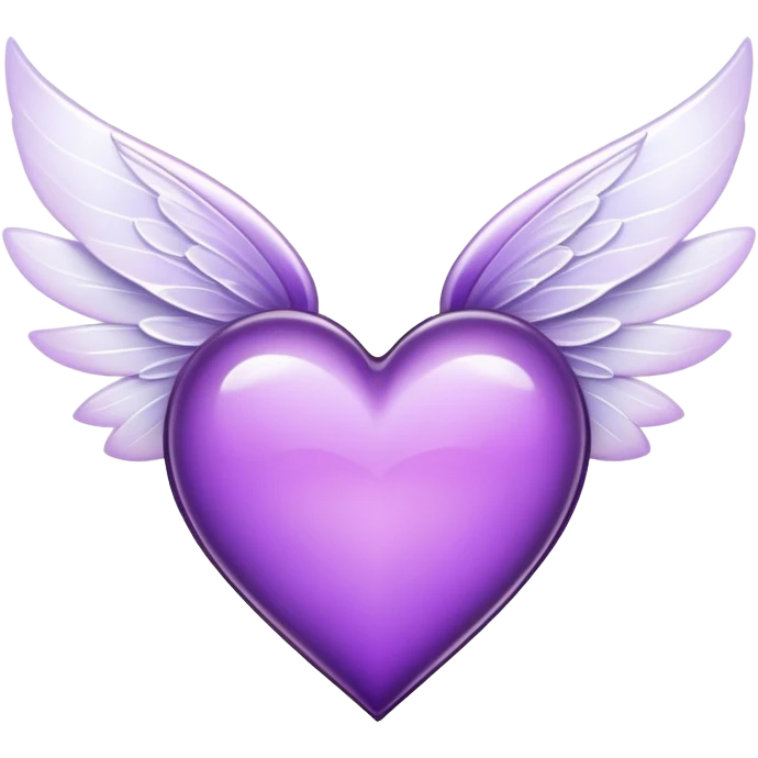 Purple Heart with big elegant white fairy wings emoji