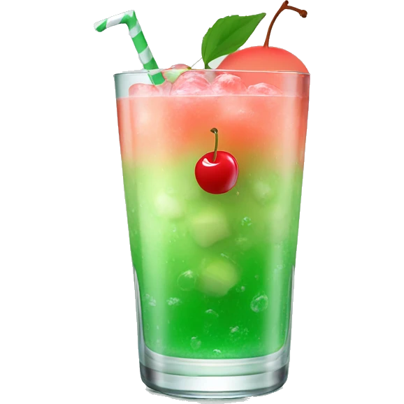 Melon soda in a glass and cherry on top of it emoji