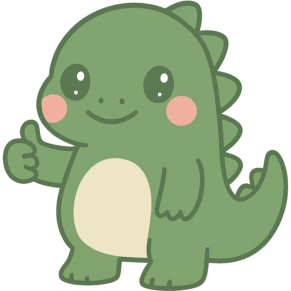 Change Godzilla to a darker green color while keeping the kawaii style. Remove the background. emoji