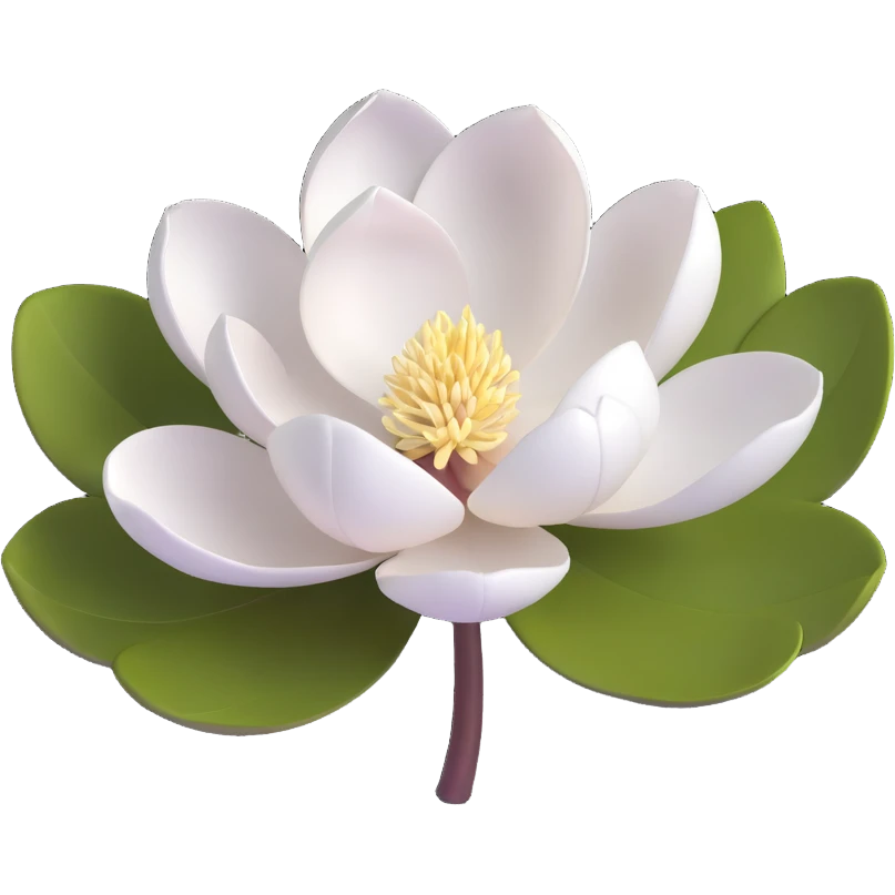 3D icon of a single magnolia flower, pure white petals, subtle shadows, minimal background emoji