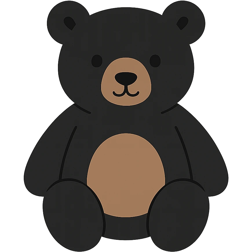 flat vector black bear jellycat plush emoji