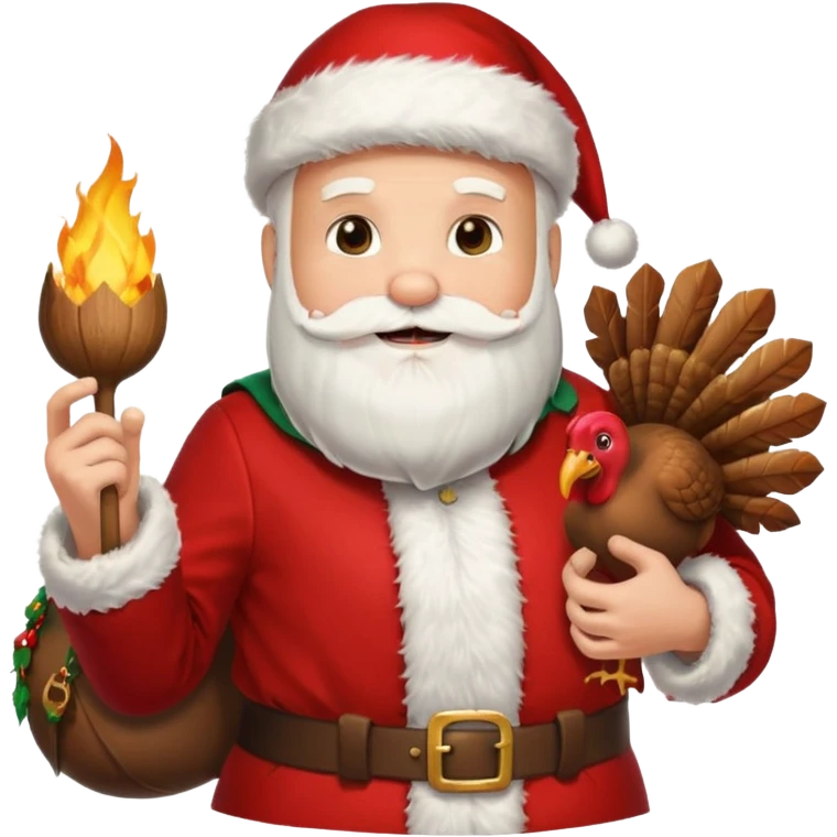Santa holding tnt and a turkey emoji