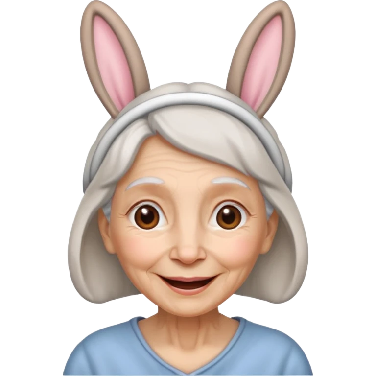 old woman with bunny ears emoji