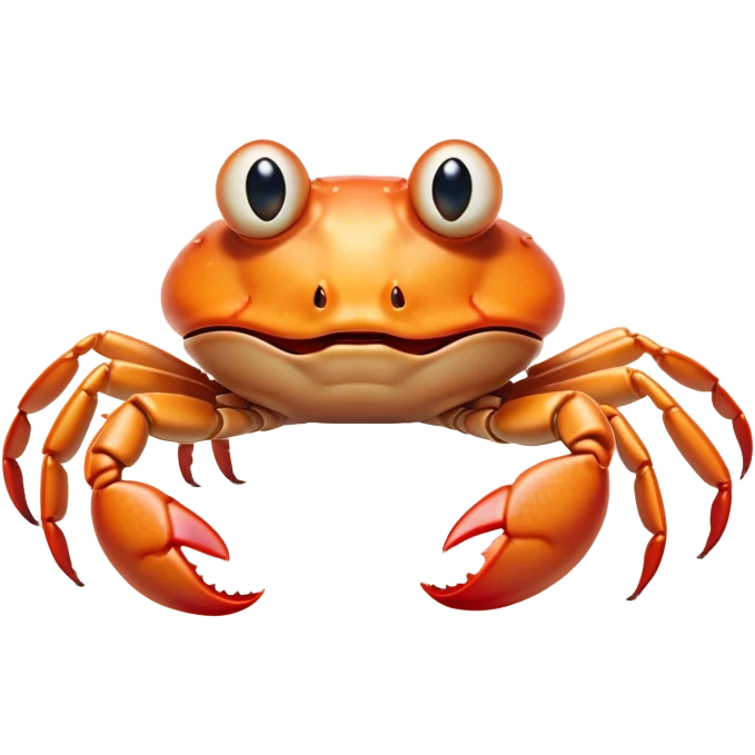 Cinematic Comical Baby Crab Portrait Emoji, Head tilted dramatically with an exaggeratedly shocked expression, featuring a tiny, vibrant carapace with wide, comically expressive eyes full of playful disbelief and miniature, animated pincers, Simplified yet hilariously expressive features, highly detailed, glowing with a slightly sassy coastal glow, high shine, dramatic yet playful, stylized with an air of cheeky seaside mischief, soft glowing outline, capturing the essence of a meme-worthy baby crab that looks ready to pinch its way into viral fame! emoji