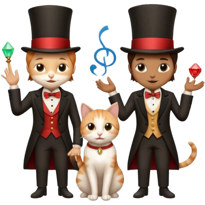 magician couple and their pet cat emoji