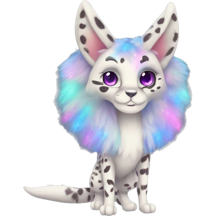 Cute Kawaii Epic Ethereal Sparkly Colorful Sergal-Serval-Vernid full body emoji