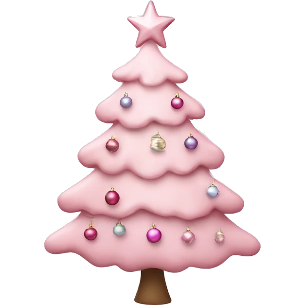 Light pink christmas tree with ornaments emoji