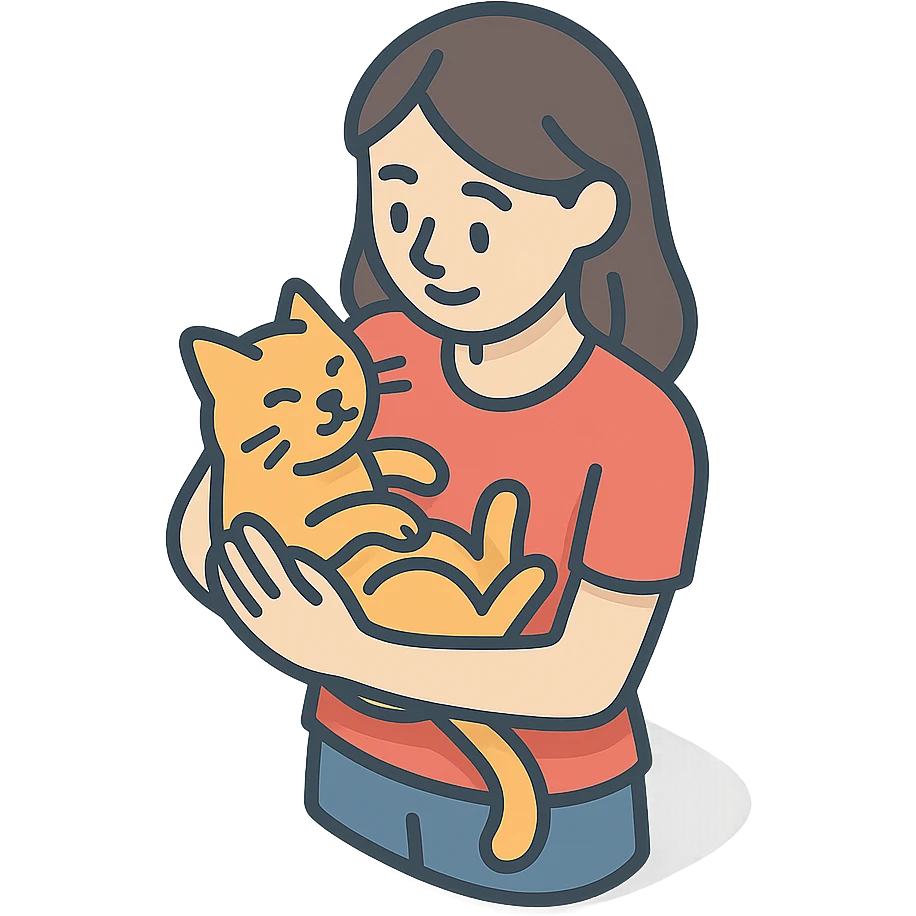 женщина заботится о кошке emoji