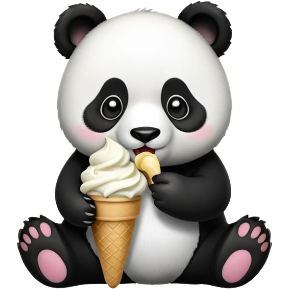 Panda eating ice cream emoji