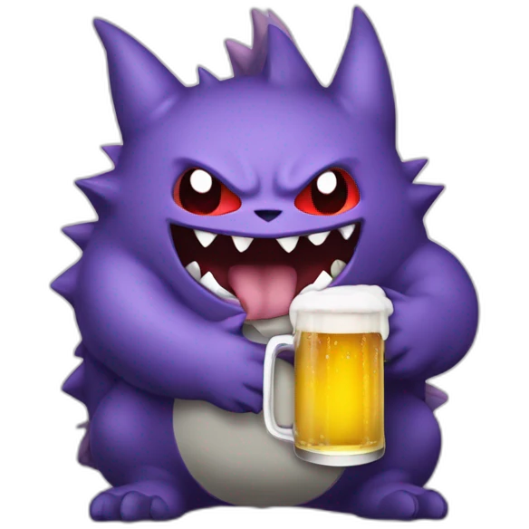 Gengar with beer emoji