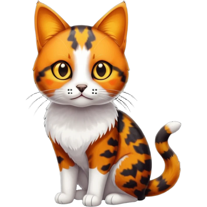 small tortoiseshell cat. amber eyes. full body. 0% white  emoji