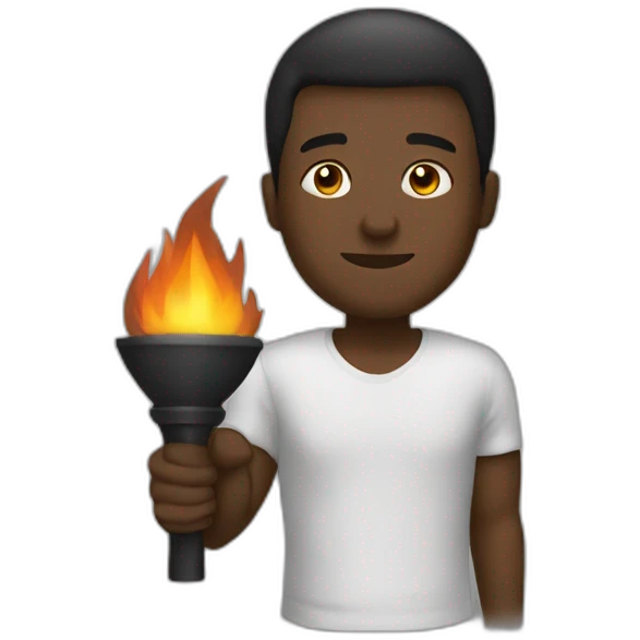 Blackman hold fire torch emoji