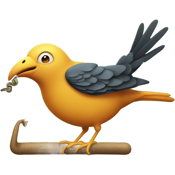 Bird eating worm emoji