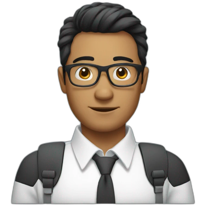 an SEO/tech guy with specs working on macb ook, black hair emoji