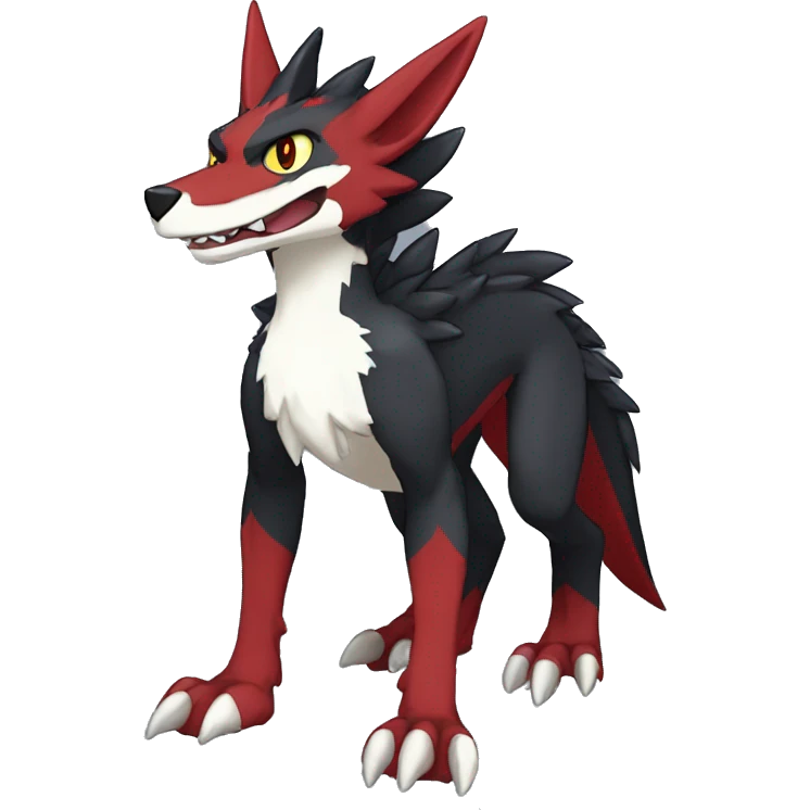 Anthro cool black red nargacuga sergal animal hybrid Fakemon full body emoji
