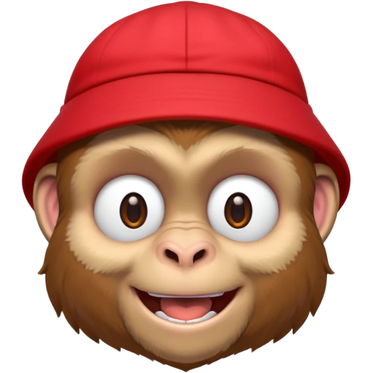 Macaco de camisa branca e boné vermelho emoji