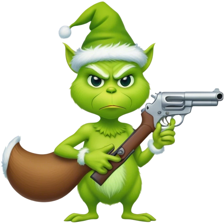 Pretty grinch with gun  emoji