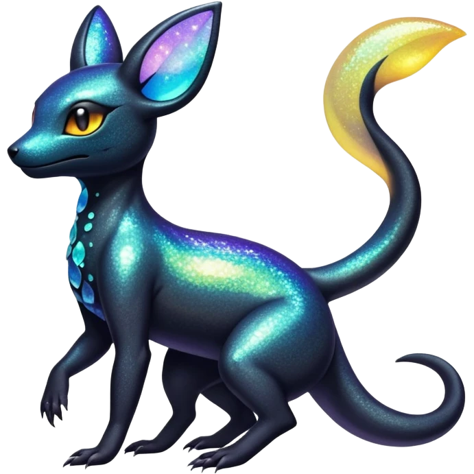 Pastel Iridescent Shiny Sparkly Exotic Salandit-Umbreon-Fakémon-hybrid-creature (full body)  emoji