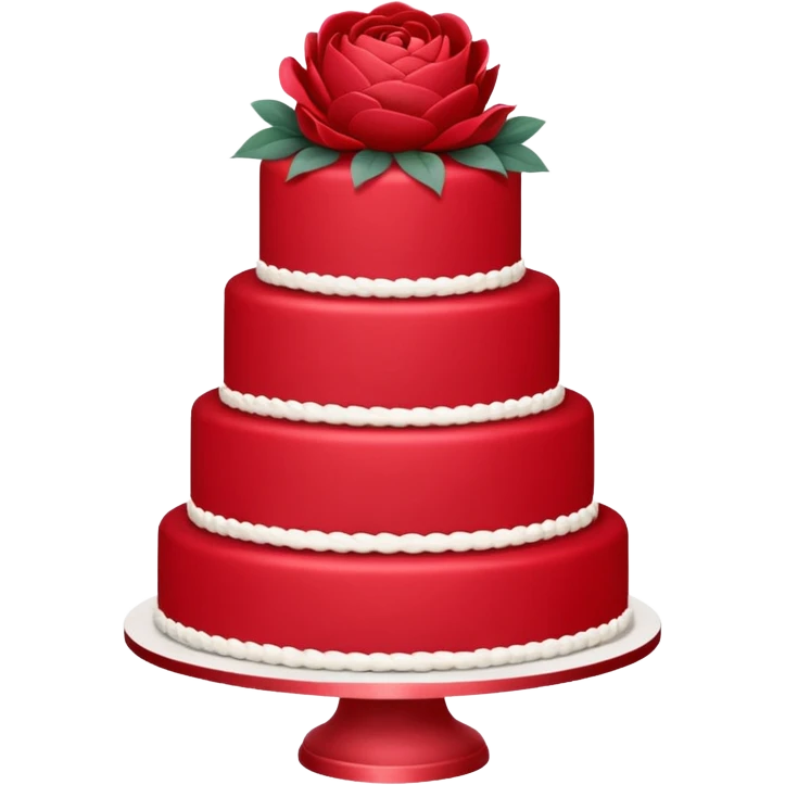 red wedding cake with floral decorations emoji