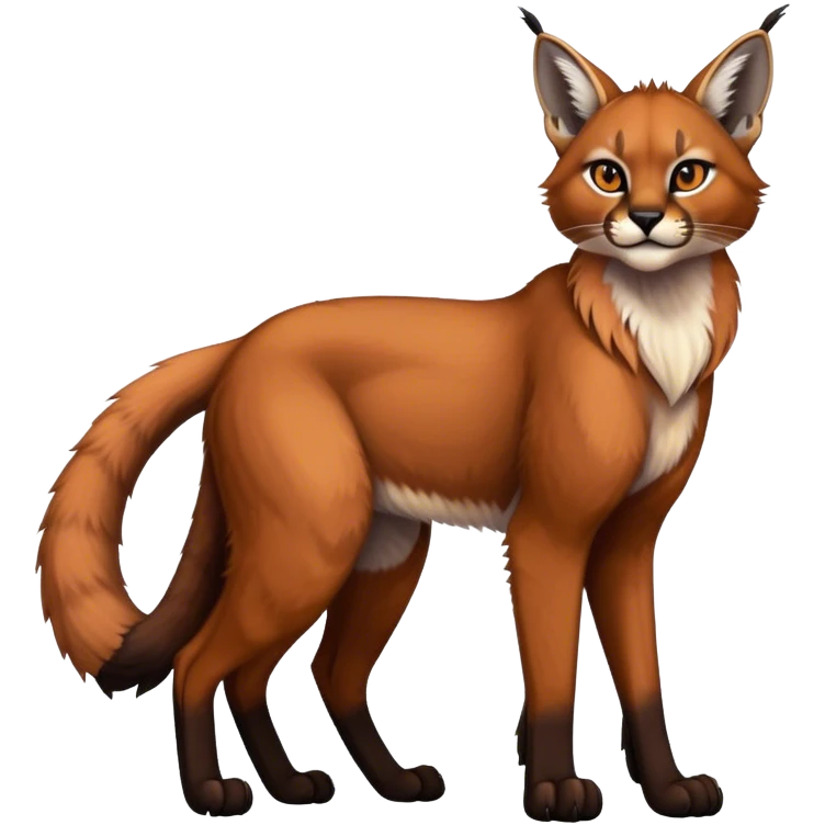 Epic Cute Dark Warm Caracal-Bobcat-Sergal-Vernid full body emoji