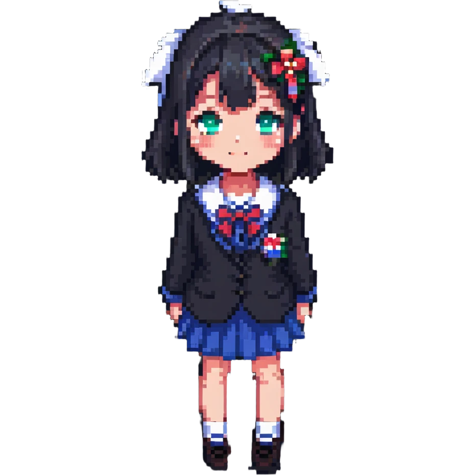 Japanese anime schoolgirl in pixel art style emoji